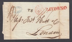 Italy 1841 Stampless SFL, LEGHORN (LIVORNO) to LONDON via Sardinia & France - Picture 1 of 4