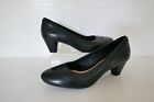 NEW CLARKS "DENNY HARBOUR" BLACK LEATHER/LEATHER LINED COURT SHOES UK6E WIDE FIT