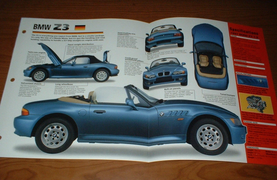 BMW Z3 1997 original Imp folleto especificaciones información 97 96 98 99 00★★ Foto 1 de 1