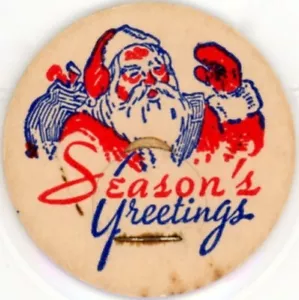 Milk Bottle Cap - SANTA CLAUS - Season's Greetings - red & blue - Picture 1 of 1