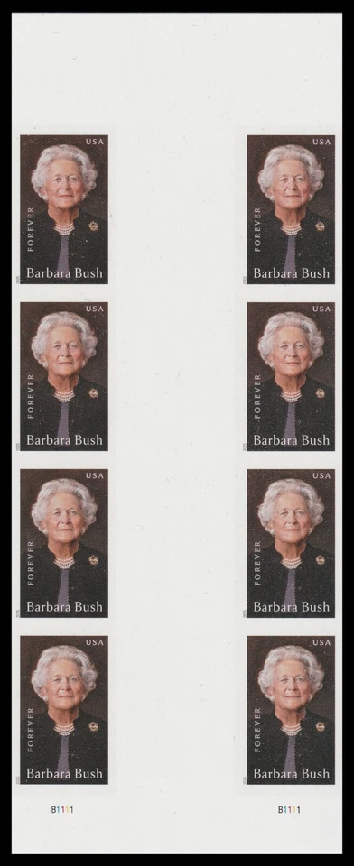 US 6022a Barbara Bush imperf NDC vert gutter block 8 MNH 2025 - Image 1 of 1