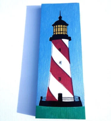 Engraved Lighthouse Painted Hanging Wood Wall Sign, Plaque, Made in USA Foto 1 de 4
