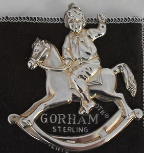 1990 AMERICAN HERITAGE Sterling Christmas ORNAMENT ROCKING HORSE Gorham Last One - Picture 1 of 3