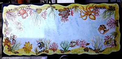 Tavolo in pietra lavica dell'etna dipinto a mano. - Immagine 1 di 4