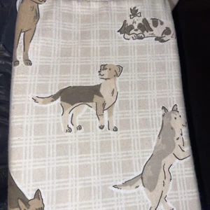 Cuddl Duds Heavyweight Flannel Tan Plaid Dogs Full Sheet Set 100% Brushed Cotton - Picture 1 of 6
