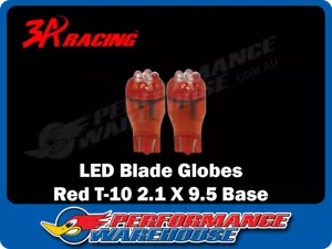 2 x 3A Racing LED Blade Globes Red T-10 2.1 x 9.5 Base, 6 LED's Per Globe - Bild 1 von 2