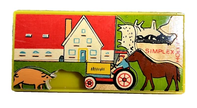 Vintage Simplex Holland MiniatureWood Puzzle Farm 2 1/8x4.5 in Missing 1 Piece - Image 1 of 2