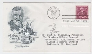 TurtlesTradingPost- Andrew Carnegie 1960 #1171 FDC Artmaster - Picture 1 of 2