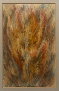Vintage 1969 EDWARD DUBUQUE Splatter ABSTRACT EXPRESSIONIST Fire FLame Painting - Picture 1 of 13