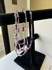 Artisan Amethyst Freshwater Pearl, Banded Agate  NECKLACE ~ NEW! Handcrafted 56”