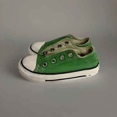 Talla 7 Niño Pequeño Bebé Converse Parte Superior Baja Verde Sin Cordones Foto 1 de 4