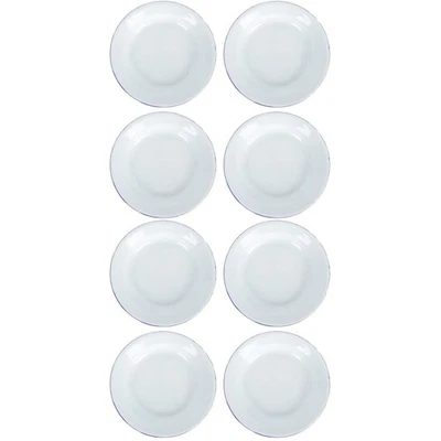  8 Pcs Retro Enamel Plates Food Serving Dishes Flat Edges Enamel Plates Steamed - Image 1 of 4