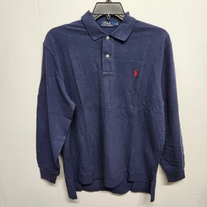 Polo Ralph Lauren Shirt Mens Large Blue Long Sleeve Classic Cotton Pullover Polo - Picture 1 of 8