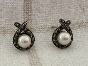 Ross Simmons 925 sterling silver Pearl Earrings  - Picture 1 of 5