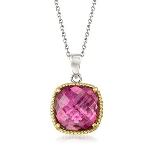 Quarzo mistico in argento sterling (6 cts.) Collana donna dettaglio oro 14 kt lusso  - Foto 1 di 22