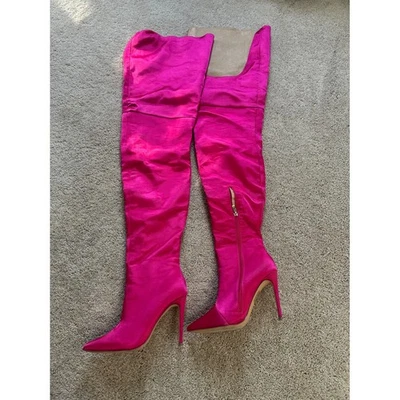 Fashion Nova Hot Pink Thigh High Boots Pointed Stiletto Heel Over Knee - Image 1 of 4
