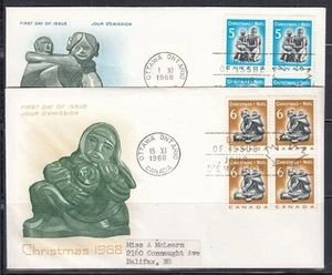 Canada Scott 488-9 Negro 4 Rose Craft FDC - 1968 Edición de Navidad - Imagen 1 de 1