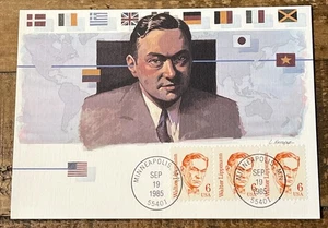 1985 Minneapolis MN Walter Lippmann 6¢ 1st Day Postcard by Lois Hatcher - Picture 1 of 2