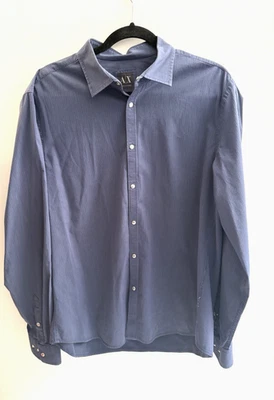 Mens Armani Exchange Size Large Business Casual Button Down Blue Stripe Shirt - Image 1 of 4