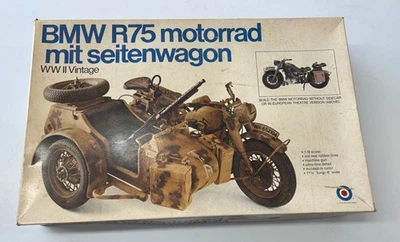 RARE BMW R75 MOTORRAD MIT SEITENWAGON WWII VINTAGE 1974 1:8 SCALE ENTEX NO 8491 - Image 1 of 4