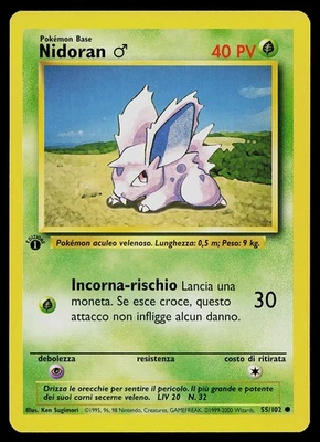 Pokemon Card - Nidoran M 1st Edition Italian Base Set 55/102 Common - Image 1 of 2