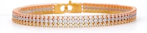 7 Ct Round Created Diamond Tennis Bracelet Solid 14K Tri Yellow White Rose Gold - Imagen 1 de 6