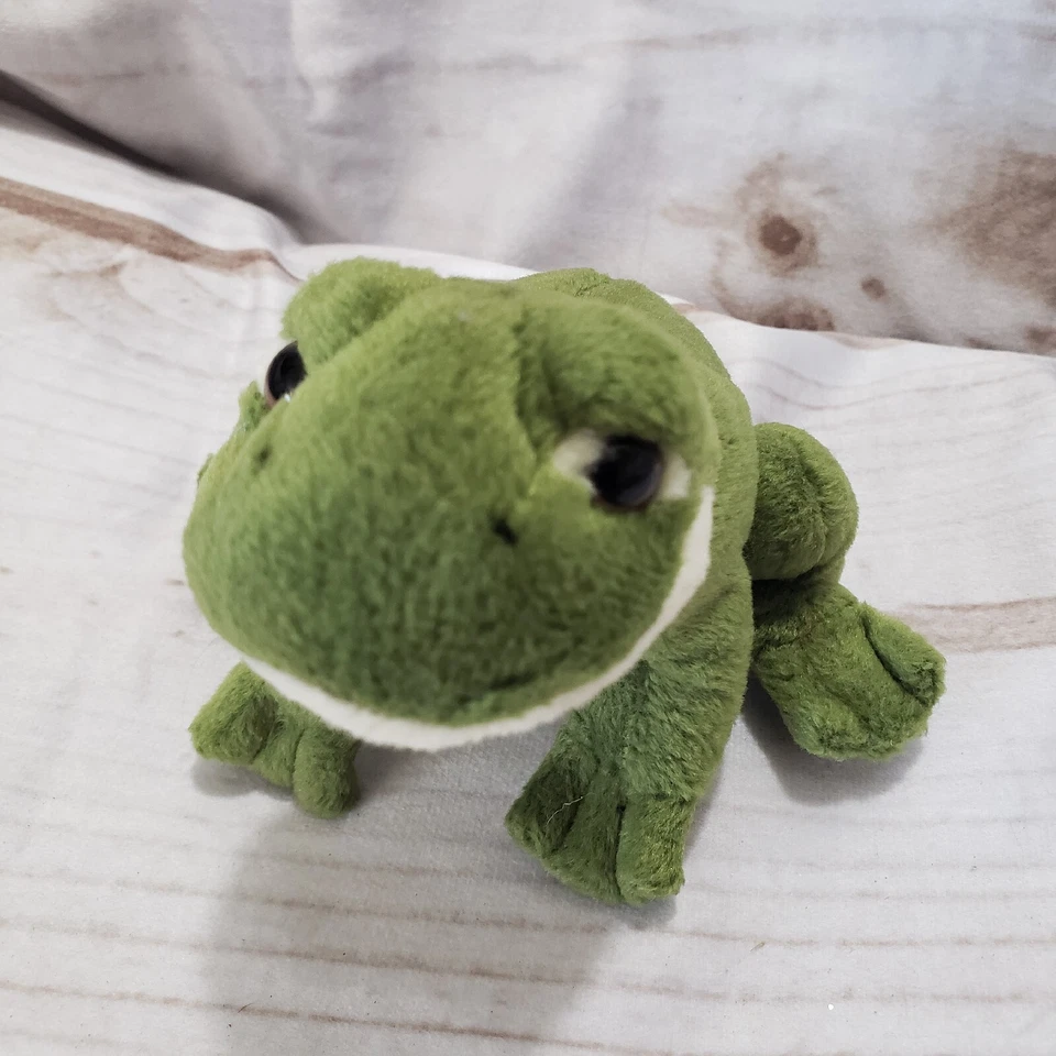 K&M Green Frog Plush Stuffed Animal Realistic No Sound 5.5 Inch 2003 - Image 1 of 4