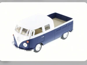 Kinsmart 1963 Volkswagen Bus Double Cab Pickup 1/34 Scale Works Blue - Picture 1 of 3