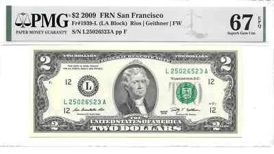 2009 San Francisco $2 FRN (LA Block) PMG 67 EPQ Superb Gem Uncirculated - Image 1 of 4