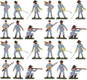 Starlux American Civil War CSA Infantry - 24 Painted 60mm Plastic Toy Soldiers - Picture 1 of 2