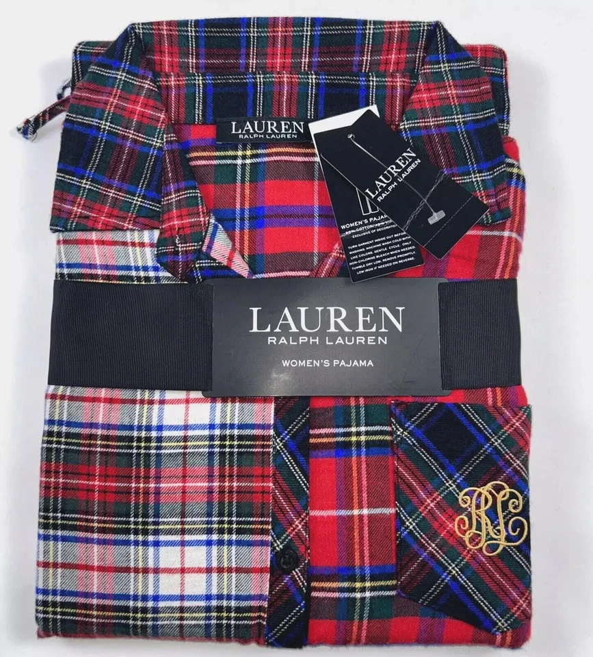 Pijama para mujer Ralph Lauren rojo cepillado a cuadros venta al por menor $88 Foto 1 de 4