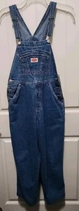 REVOLT Jeans Bib Overalls Carpenter Blue Denim Sz Junior Medium Stripe Accent - Picture 1 of 10