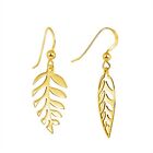Gold Over 925 Sterling Silver Large Monstera Palm Leaf Dangle Earrings for Women