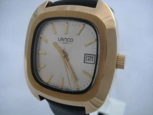 NOS NEU VINTAGE SWISS MECHANISCHER HANDAUFZUG WATER RESIST BIG LANCO HERREN UHR - Bild 1 von 3