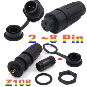 Z108 Waterproof Aviation Plugs Sockets Cable Connector Adapter 2 3 4 5 6 7 8 Pin - Picture 1 of 23