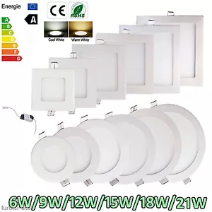 Dimmable Epistar Recessed LED Panel Lamp 9W 12W 15W 18W 21W Ceiling Down Lights - Picture 1 of 22