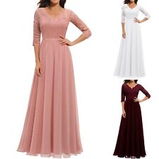 Ladies Lace Stitching Long Waist Elegant Floor Length Formal Dress plus Size