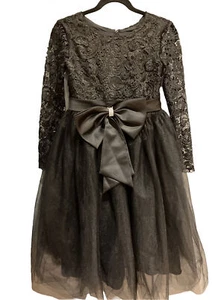 Wedding Flower Girl's Bridesmaid Ruffles Lace Cute Bow Waist Evening Dress - Picture 1 of 6