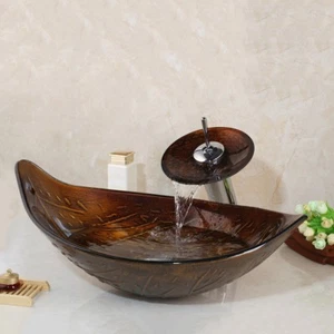 ES Moderno Lujo Lavabo Vaso Vaso Vidrio Vanidad Grifo Set - Imagen 1 de 8