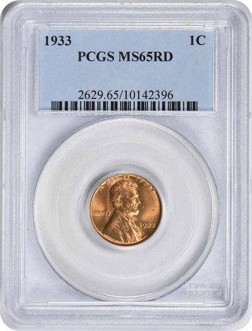 1933 Lincoln Cent MS65RD PCGS Cover