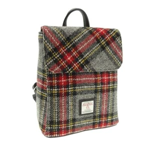 GLEN APPIN HARRIS MINI ZAINO IN TWEED - GRIGIO/ROSSO TARTAN - Foto 1 di 1