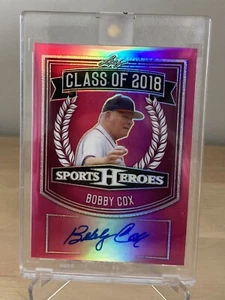 2018 Leaf Metal Sports Heroes Bobby Cox Auto Pink Refractor 2/7 Atlanta Braves - Picture 1 of 3