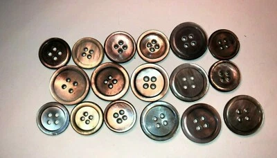 Vintage MOP gray smokey iridescent shell buttons similar 4 hole shirt jacket - Image 1 of 3