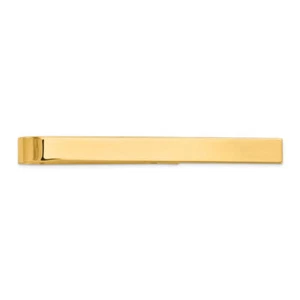 10K Solid Yellow Gold Mens Tie Clip Bar Tac - Picture 1 of 6