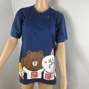 Camiseta Line Friends x Uniqlo Adulto Talla M Azul Oscuro Manga Corta Cuello Redondo - Imagen 1 de 15