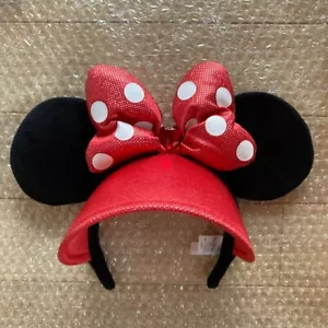 Tokyo Disney Resort Minnie Mouse Sun visor Headband Fun Cap hat Ear Red Summer - Picture 1 of 2
