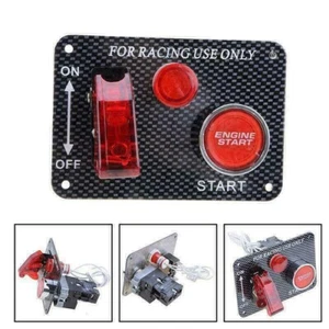 Carbon Ignition Switch Panel Engine Start Push Button LED 12V Toggle Racing Car - Picture 1 of 8