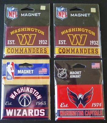 FOUR WASHINGTON COMMANDERS AND OTHERS, 2.5" X 3.5" METAL MAGNETS FROM WINCRAFT - Image 1 of 4