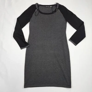 Ivanka Trump Bodycon Knit Sweater Dress Black Gray Classy Zipper Accents Size S - Picture 1 of 10