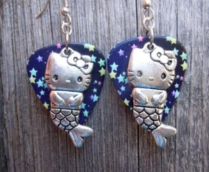 Hello Kitty Mermaid Charm Guitar Pick Earrings - Pick Your Color - Picture 1 of 4